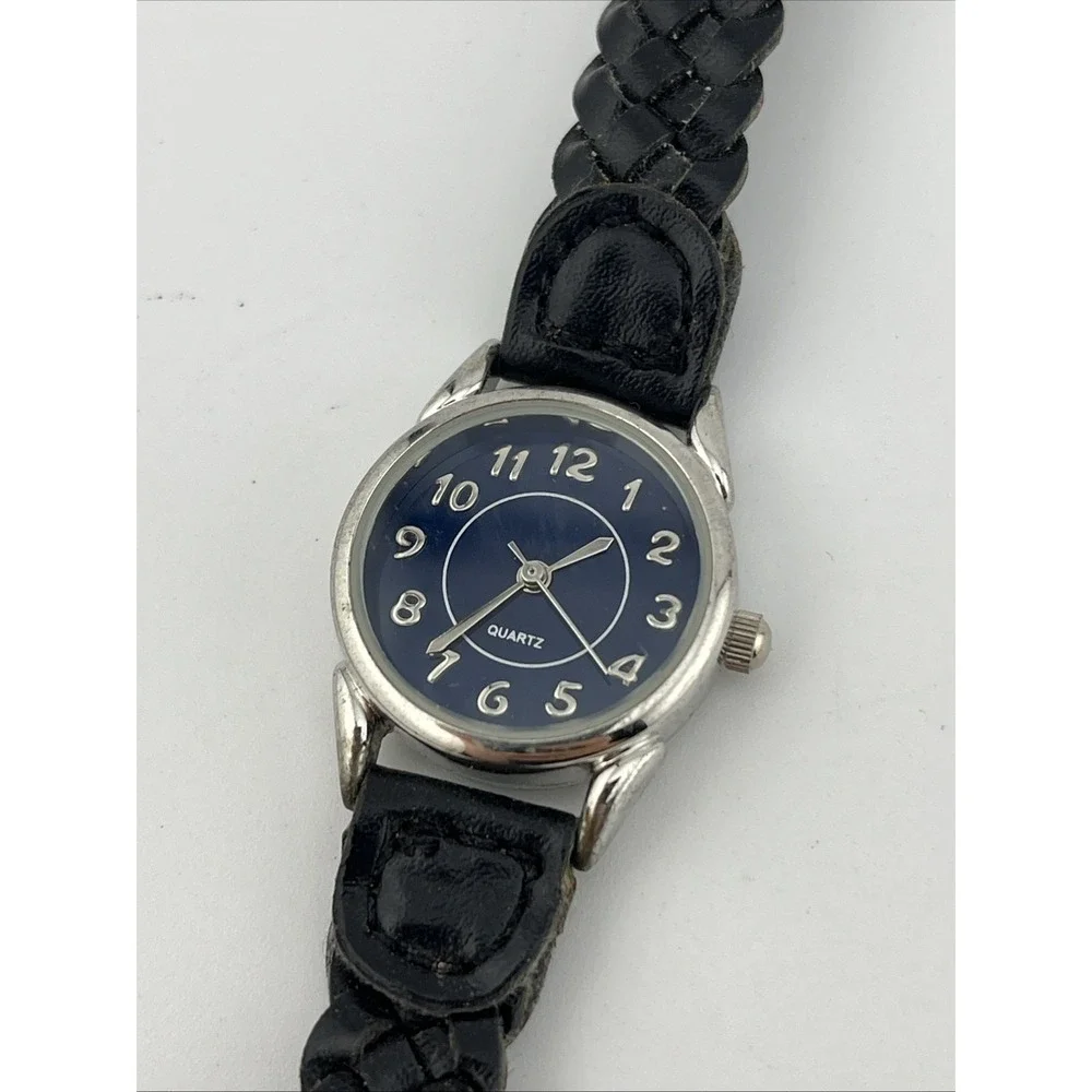 White Stag Watch Women 23mm Case Black Braided Band Blue Dial- New Battery‎